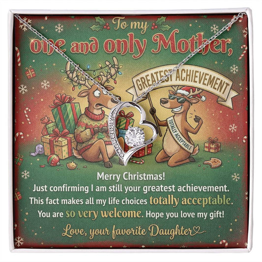 To My Mother Necklace From Daughter, Funny Christmas Gift, Greatest Achievement, Holiday Gift for Mom - Love Knot Necklace-LKN76298