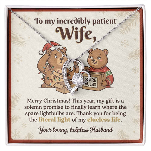 To My Wife Necklace From Husband, Funny Christmas Gift for Wife, Holiday Gift Idea - Love Knot Necklace-LKN26651