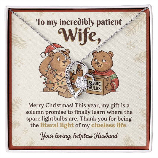 To My Wife Necklace From Husband, Funny Christmas Gift for Wife, Holiday Gift Idea - Love Knot Necklace-LKN26651