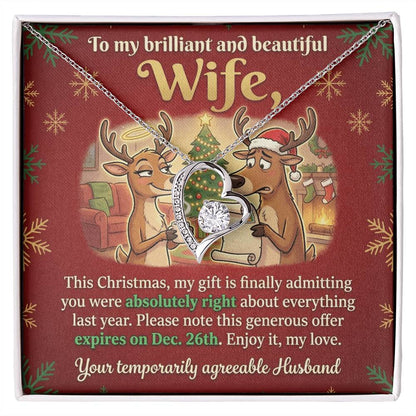 To My Wife Necklace From Husband, Funny Christmas Gift for Her, Humorous Holiday Present, Love Knot Necklace-LKN74415