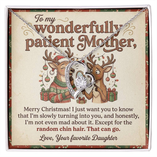 To My Mother Necklace From Daughter, Funny Christmas Gift For Mom, Holiday Gift, Turning Into You Quote, Love Knot Necklace-LKN60637