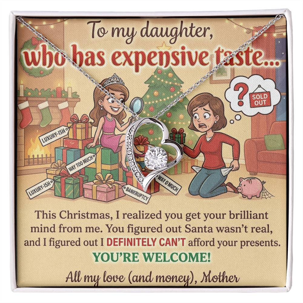 To My Daughter Necklace From Mother, Funny Christmas Gift, Sarcastic Holiday Present For Daughter From Mom, Birthday Gift - Love Knot Necklace-LKN94854