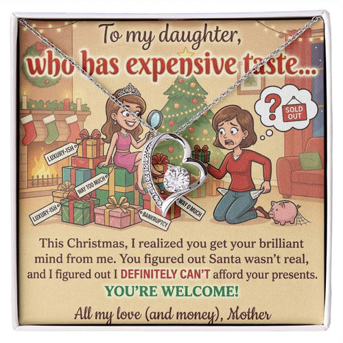 To My Daughter Necklace From Mother, Funny Christmas Gift, Sarcastic Holiday Present For Daughter From Mom, Birthday Gift - Love Knot Necklace-LKN94854