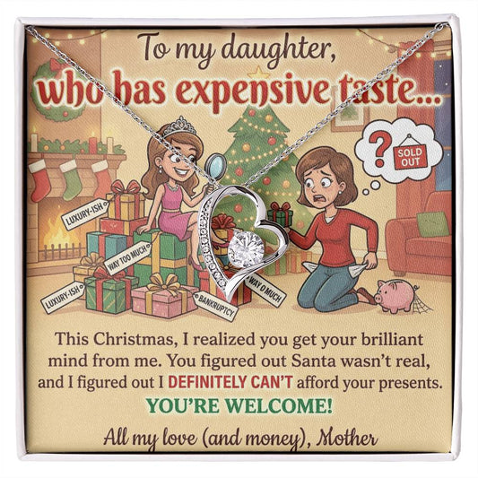 To My Daughter Necklace From Mother, Funny Christmas Gift, Sarcastic Holiday Present For Daughter From Mom, Birthday Gift - Love Knot Necklace-LKN94854