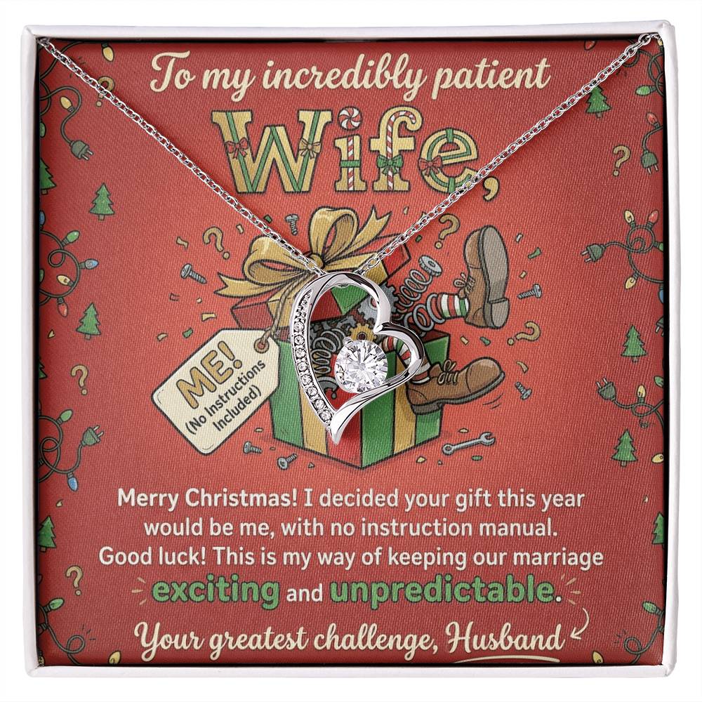 To My Wife Necklace From Husband, Funny Christmas Gift, To My Incredibly Patient Wife, Husband to Wife Present, Love Knot Necklace-LKN55259