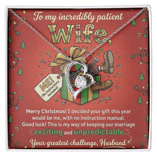 To My Wife Necklace From Husband, Funny Christmas Gift, To My Incredibly Patient Wife, Husband to Wife Present, Love Knot Necklace-LKN55259