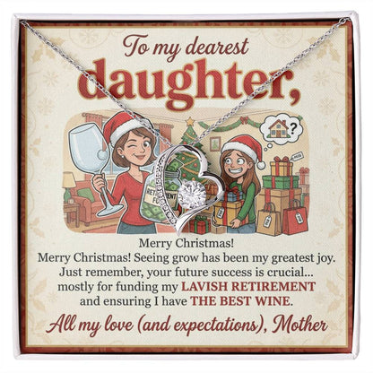 To My Daughter Necklace From Mother, Funny Christmas Gift for Daughter, Xmas Present, Holiday Jewelry Gift - Love Knot Necklace-LKN54012