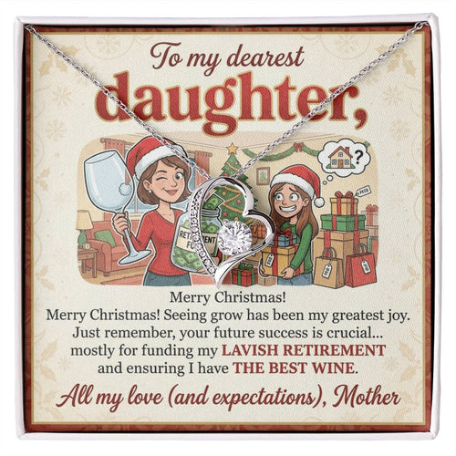 To My Daughter Necklace From Mother, Funny Christmas Gift for Daughter, Xmas Present, Holiday Jewelry Gift - Love Knot Necklace-LKN54012