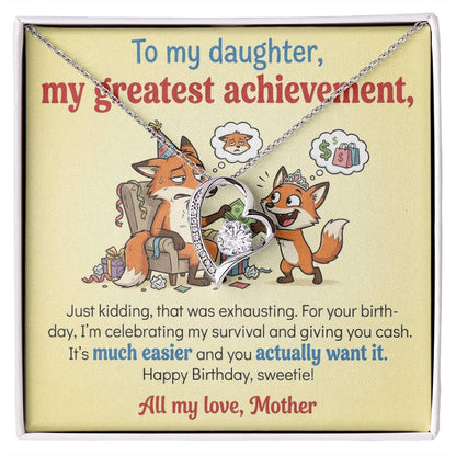 To My Daughter Necklace From Mother, Funny Birthday Gift For Daughter, Gift From Mom, Love Knot Necklace-LKN93599
