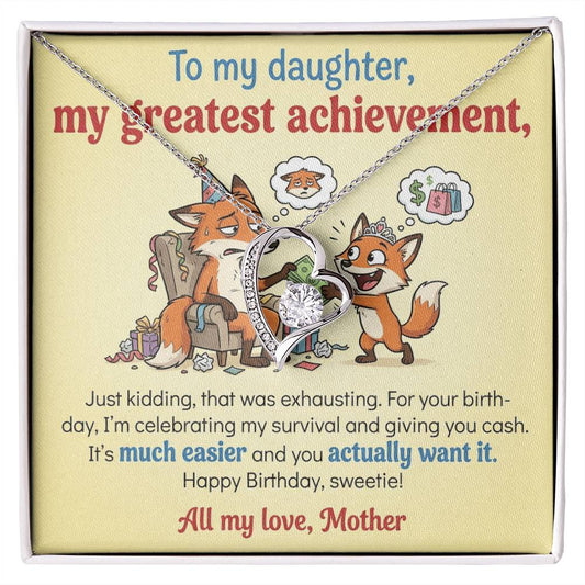 To My Daughter Necklace From Mother, Funny Birthday Gift For Daughter, Gift From Mom, Love Knot Necklace-LKN93599