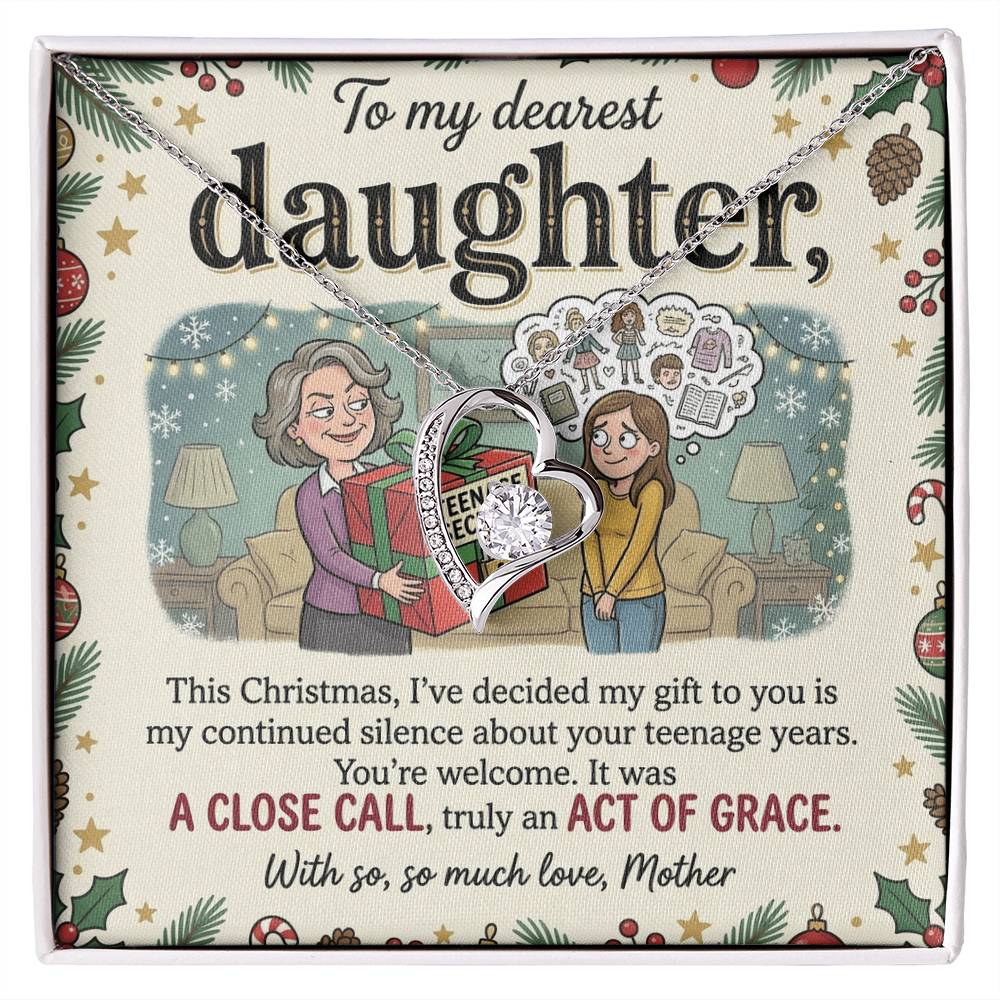 To My Daughter Necklace From Mother, Funny Christmas Gift for Daughter, Sentimental Teenage Years Present, Love Knot Necklace-LKN81682