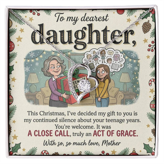 To My Daughter Necklace From Mother, Funny Christmas Gift for Daughter, Sentimental Teenage Years Present, Love Knot Necklace-LKN81682