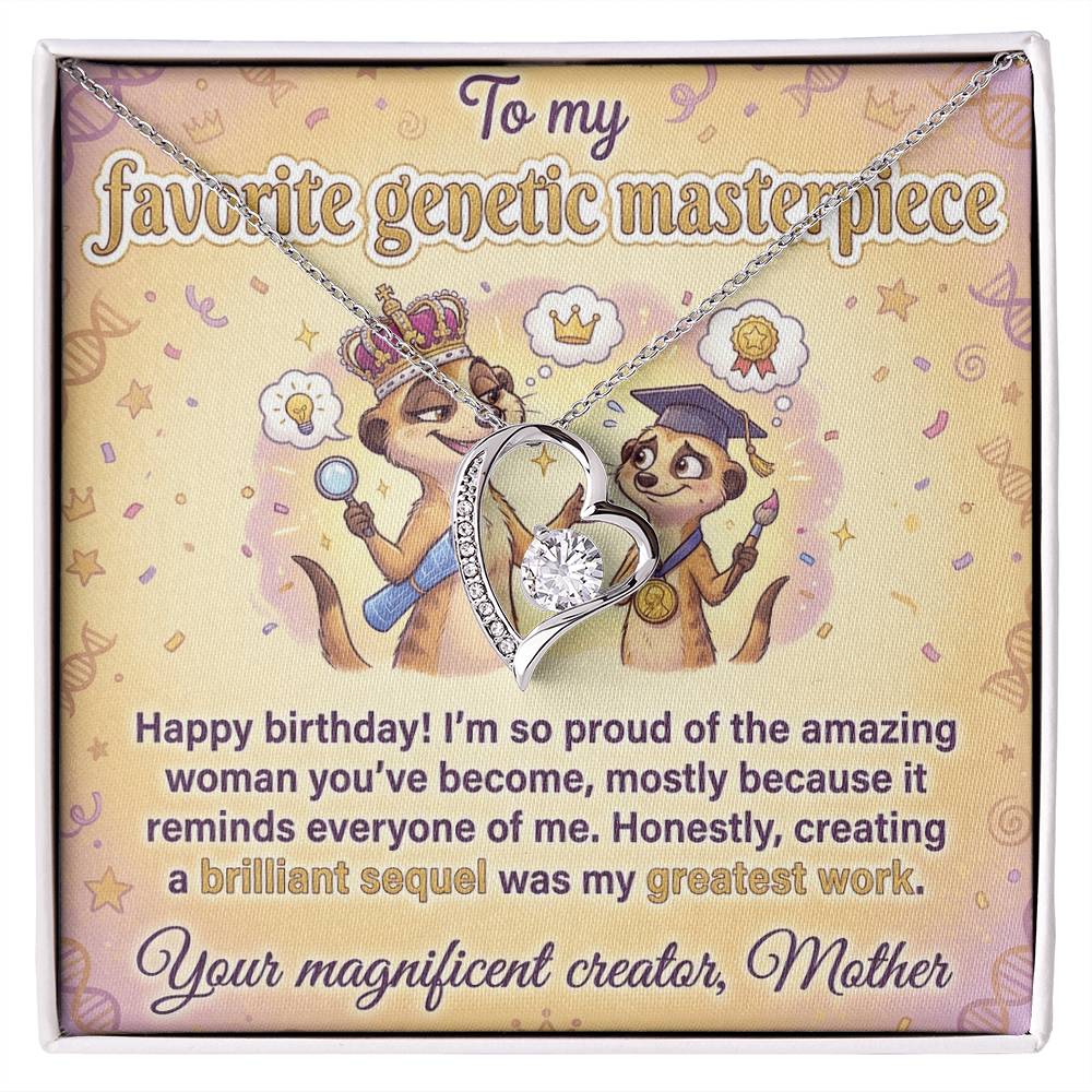 To My Genetic Masterpiece Necklace From Mother - Happy Birthday Gift for Daughter, Funny Mom Gift Idea, Love Knot Necklace-LKN86651