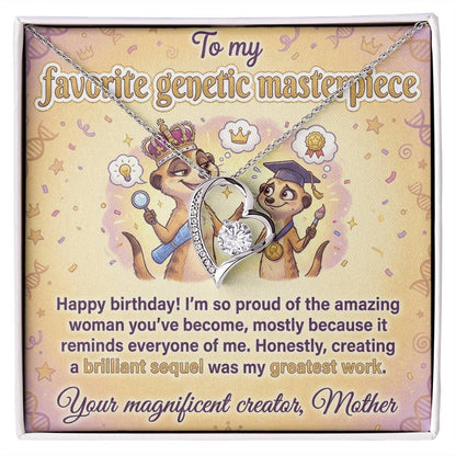 To My Genetic Masterpiece Necklace From Mother - Happy Birthday Gift for Daughter, Funny Mom Gift Idea, Love Knot Necklace-LKN86651