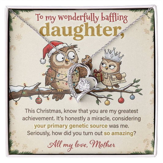 To My Daughter Necklace From Mother, Funny Christmas Gift for an Amazing Daughter, Love Knot Necklace-LKN86018