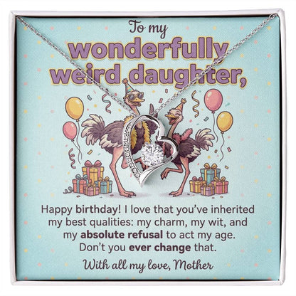 To My Daughter Necklace From Mother, Funny Birthday Gift for Weird Daughter, From Mom - Love Knot Necklace-LKN26959