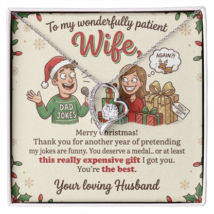 To My Wife Necklace From Husband, Funny Merry Christmas Gift, Sentimental Jewelry For Her, Love Knot Necklace-LKN19414