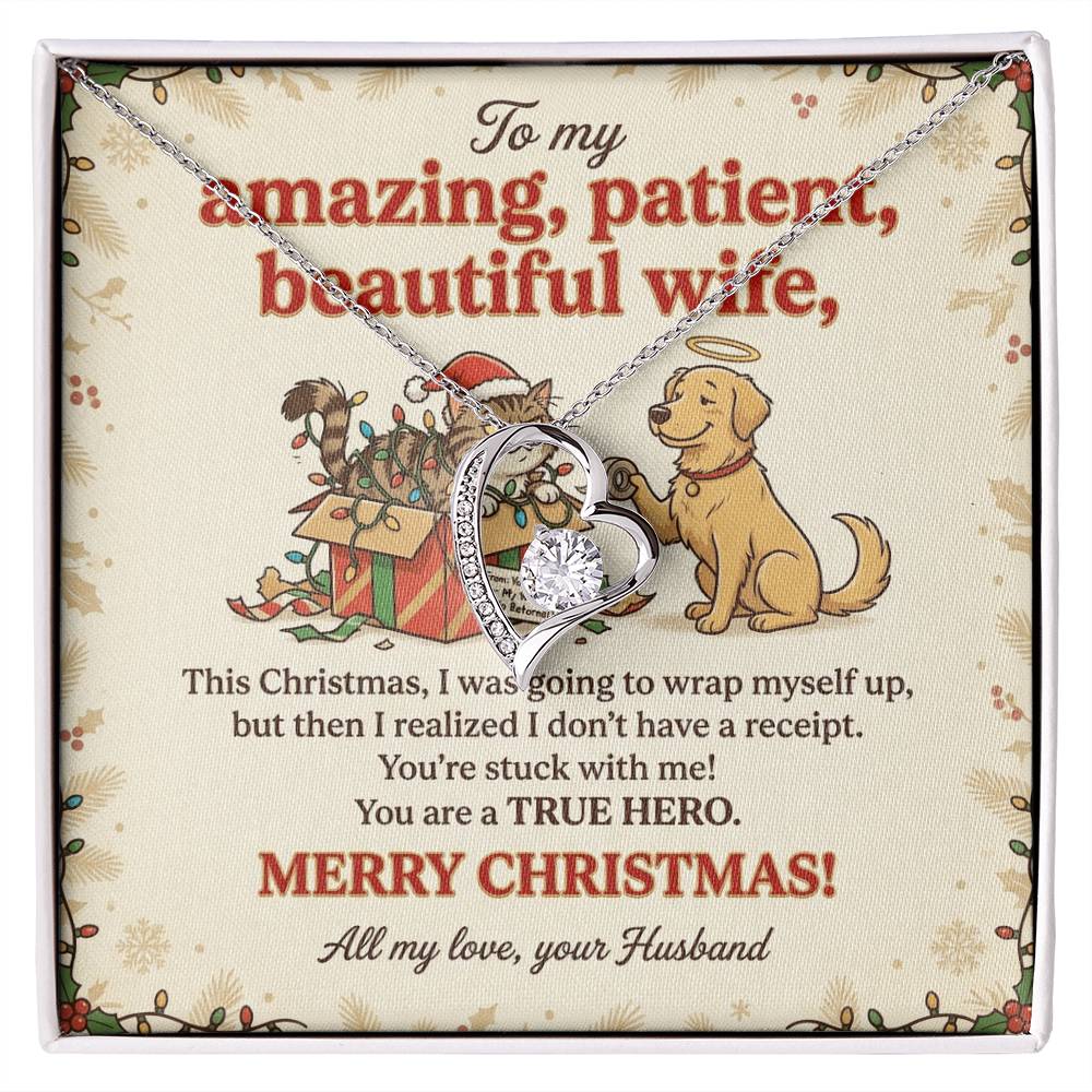 To My Wife Necklace From Husband, Funny Christmas Gift, Gift for Her, You are a True Hero, Love Knot Necklace-LKN13751