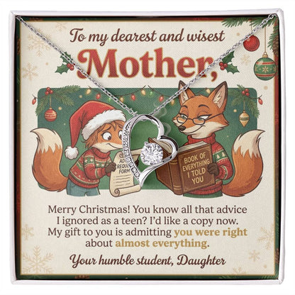 To My Mother Necklace From Daughter, Funny Christmas Gift, Holiday Present for Mom, Gift for Mother, Love Knot Necklace-LKN36053