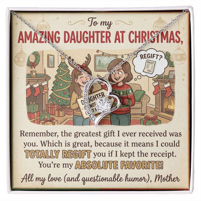 To My Daughter Necklace From Mother, Funny Christmas Gift, Favorite Daughter Gift Idea - Love Knot Necklace-LKN81928