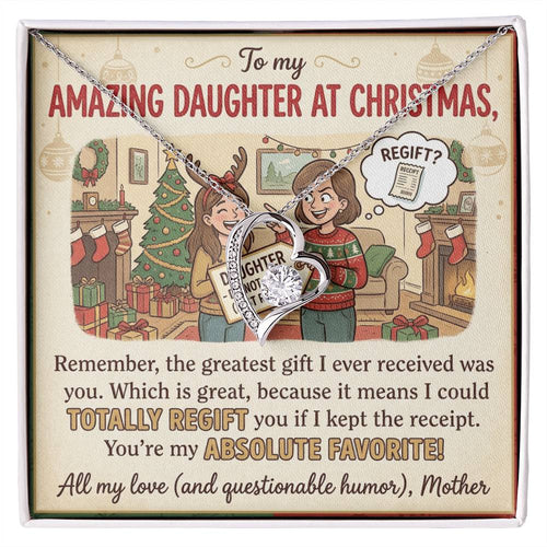 To My Daughter Necklace From Mother, Funny Christmas Gift, Favorite Daughter Gift Idea - Love Knot Necklace-LKN81928