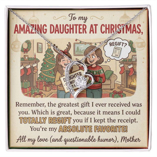 To My Daughter Necklace From Mother, Funny Christmas Gift, Favorite Daughter Gift Idea - Love Knot Necklace-LKN81928