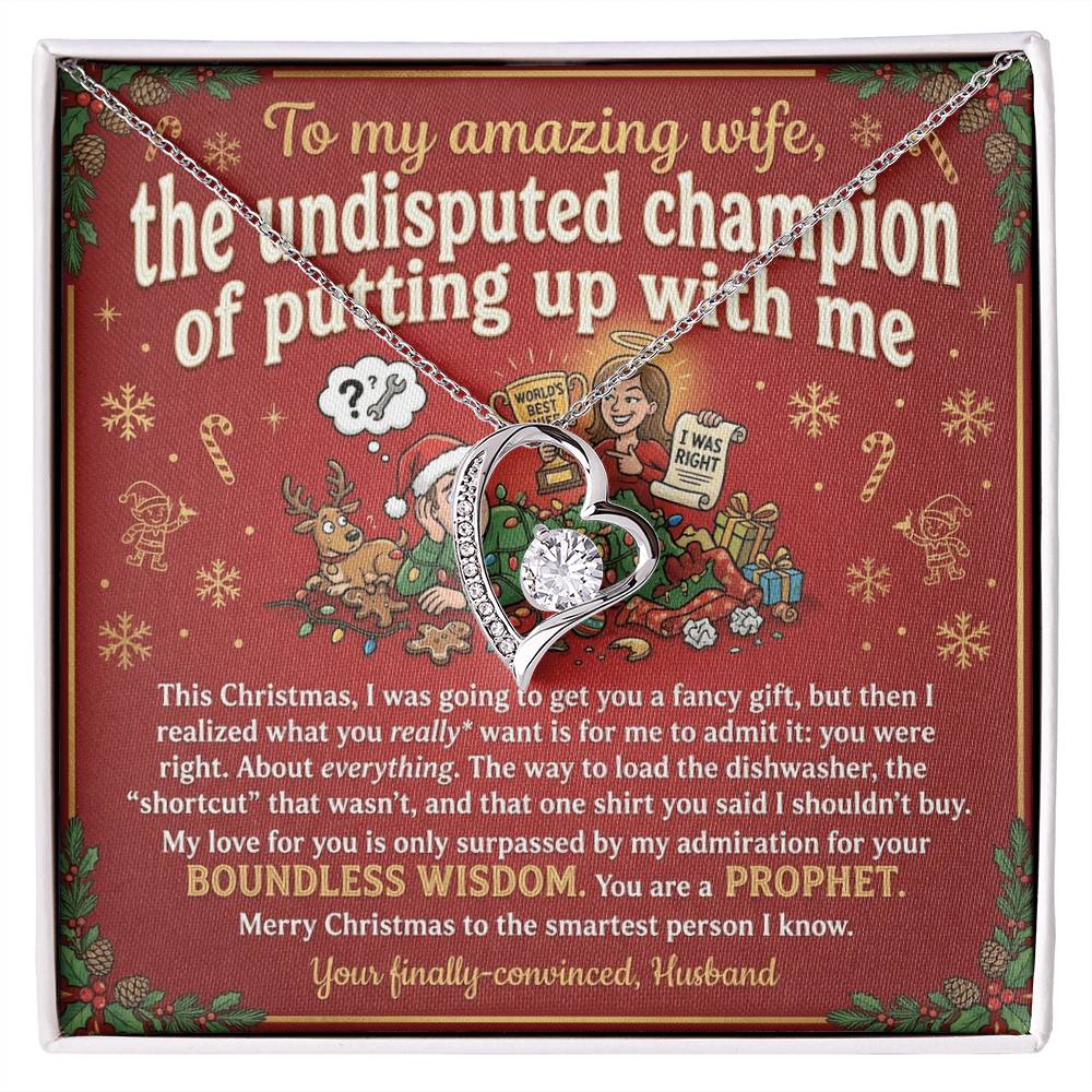 To My Wife Necklace From Husband, Funny Christmas Gift, Romantic Anniversary Present, Boundless Wisdom, Love Knot Necklace-LKN14931