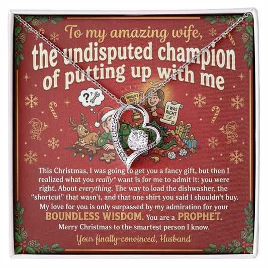 To My Wife Necklace From Husband, Funny Christmas Gift, Romantic Anniversary Present, Boundless Wisdom, Love Knot Necklace-LKN14931