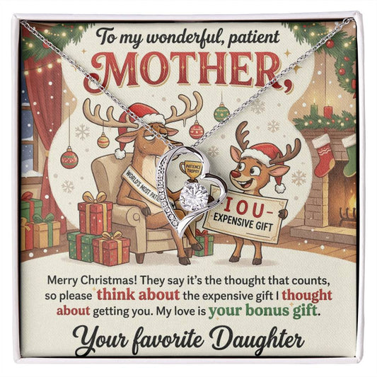 To My Mother Necklace From Daughter, Funny Christmas Gift For Mom, Birthday Present, Mother Daughter Gift, Love Knot Necklace-LKN13045