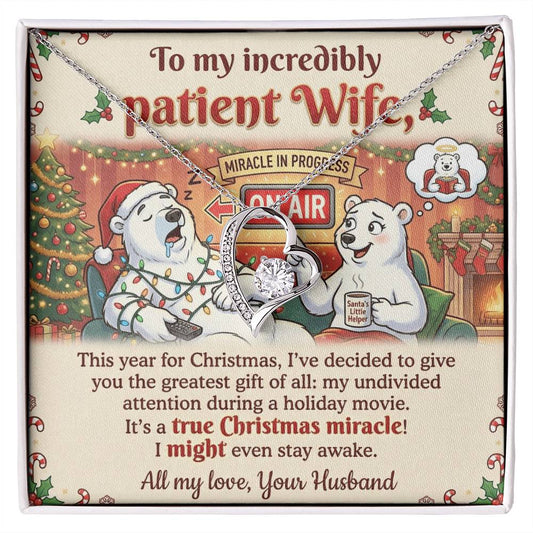 To My Patient Wife Necklace From Husband, Funny Christmas Gift, Holiday Present for Her - Love Knot Necklace-LKN52468