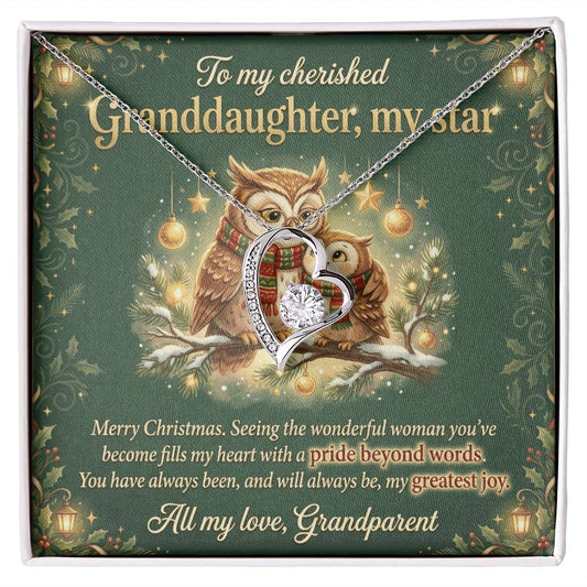 To My Granddaughter Necklace From Grandparent, Merry Christmas Gift, Sentimental Gift for My Star, Greatest Joy - Love Knot Necklace-LKN86139