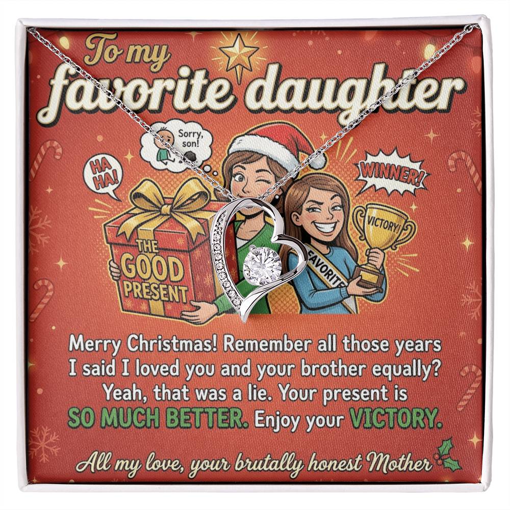 To My Daughter Necklace From Mother, Funny Christmas Gift, Favorite Daughter Holiday Present - Love Knot Necklace-LKN30773