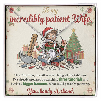 To My Wife Necklace From Husband, Funny Christmas Gift For Wife, Holiday Gift Idea, Love Knot Necklace-LKN13765