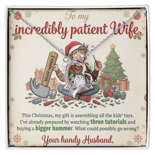To My Wife Necklace From Husband, Funny Christmas Gift For Wife, Holiday Gift Idea, Love Knot Necklace-LKN13765
