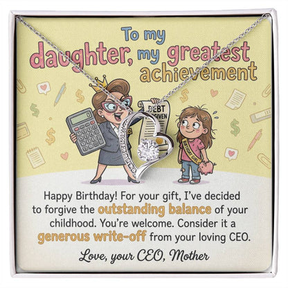 To My Daughter Necklace From Mother, Funny Happy Birthday Gift, CEO Mom Gift For Her - Love Knot Necklace-LKN28995