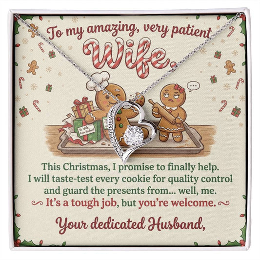 To My Wife Necklace From Husband, Funny Christmas Gift For Her, Holiday Xmas Present For Wife - Love Knot Necklace-LKN23024