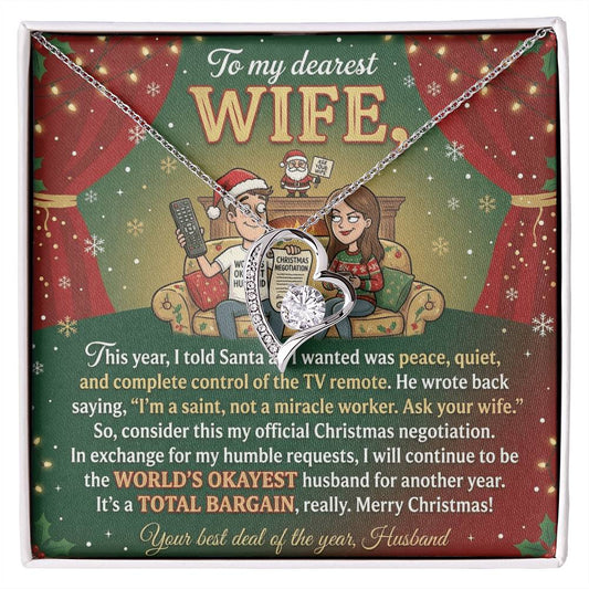 To My Wife Necklace From Husband, Funny Christmas Gift Idea, Holiday Present for Her - Love Knot Necklace-LKN30710