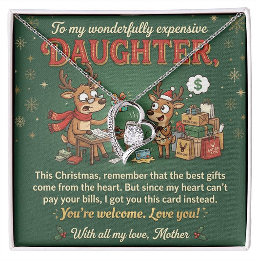 To My Daughter Necklace From Mother, Funny Christmas Gift for Daughter, Sentimental Mom and Daughter Gift - Love Knot Necklace-LKN64305