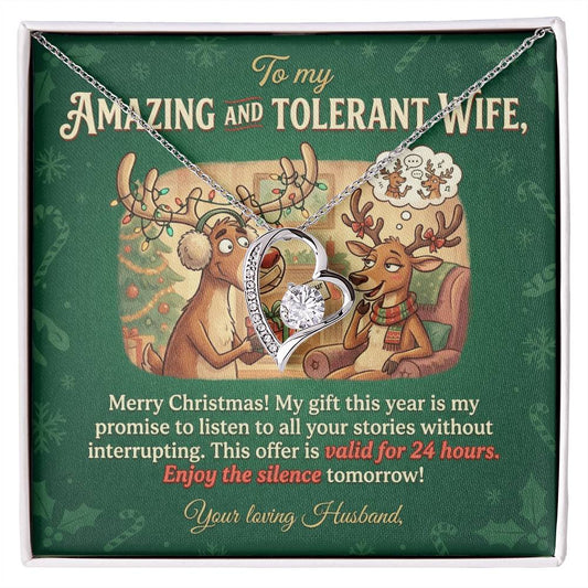 To My Wife Necklace From Husband, Funny Christmas Gift, Holiday Present for Her, Amazing Wife Gift - Love Knot Necklace-LKN39938