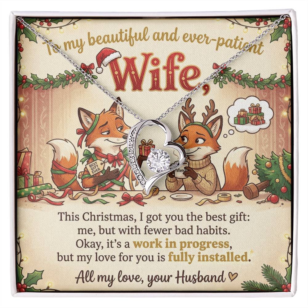 To My Wife Necklace From Husband, Funny Christmas Gift, Holiday Jewelry, Gift for Ever-Patient Wife - Love Knot Necklace-LKN16772