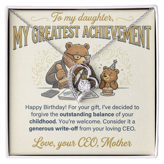 To My Daughter Necklace From Mother, Funny Birthday Gift, My Greatest Achievement, Love Knot Necklace-LKN25596