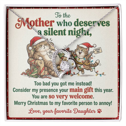 To My Mother Necklace From Daughter, Funny Christmas Gift for Mom, Mom Birthday Gift From Annoying Daughter - Love Knot Necklace-LKN58963