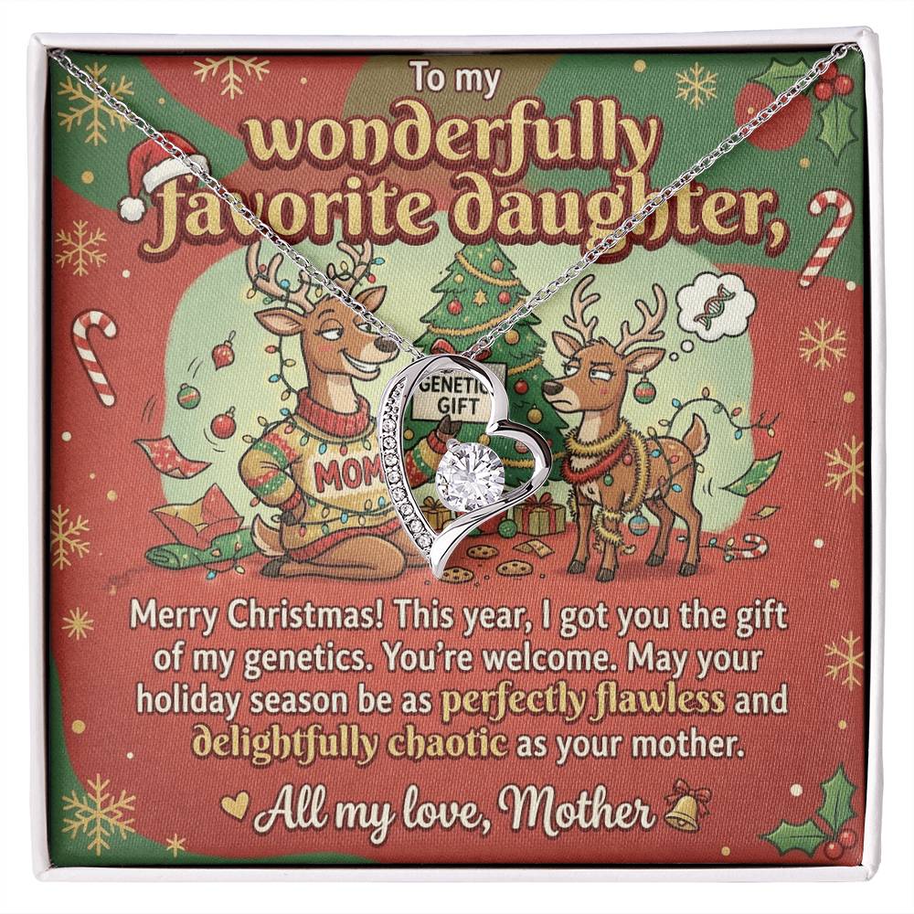 To My Daughter Necklace From Mother, Funny Christmas Gift, Holiday Gift for Daughter, Humorous Message Card, Love Knot Necklace-LKN64727
