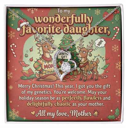 To My Daughter Necklace From Mother, Funny Christmas Gift, Holiday Gift for Daughter, Humorous Message Card, Love Knot Necklace-LKN64727
