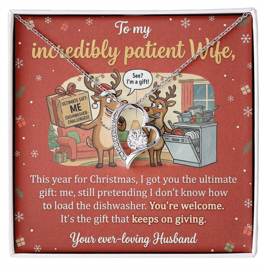 To My Wife Necklace From Husband, Funny Christmas Gift, Humorous Present for Incredibly Patient Wife - Love Knot Necklace-LKN23698