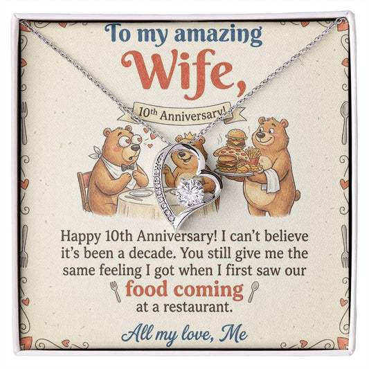 To My Wife Necklace From Husband, Happy 10th Anniversary Gift, Funny Gift For Her - Love Knot Necklace-LKN14367