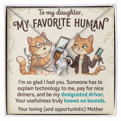 To My Daughter Necklace From Mother, Funny Birthday Gift for Daughter, Christmas Present From Mom, Love Knot Necklace-LKN91201