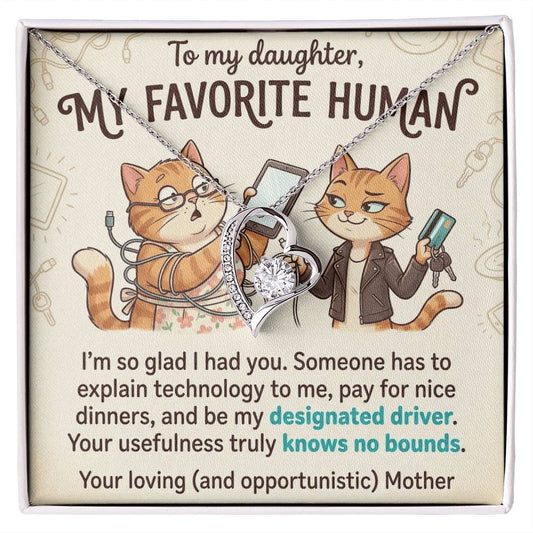 To My Daughter Necklace From Mother, Funny Birthday Gift for Daughter, Christmas Present From Mom, Love Knot Necklace-LKN91201