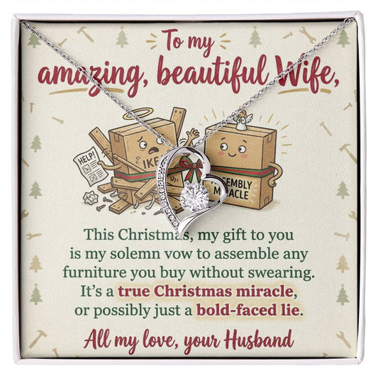 To My Wife Necklace From Husband, Funny Christmas Gift For Her, Christmas Miracle Present, Love Knot Necklace-LKN22909