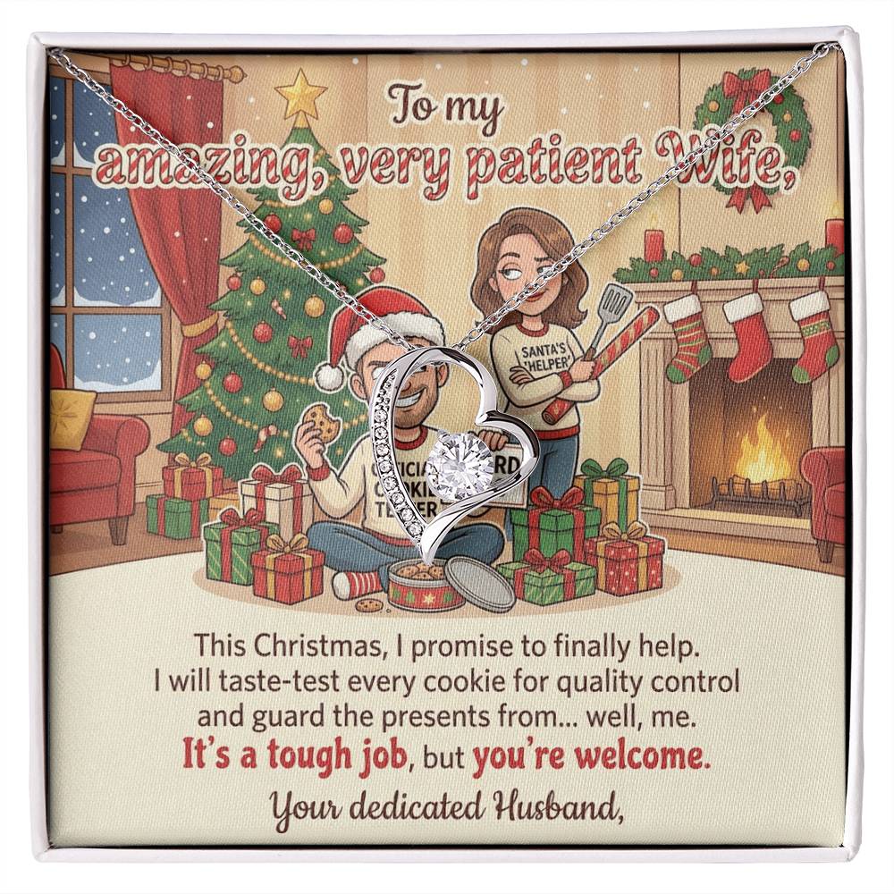 To My Wife Necklace From Husband, Funny Christmas Gift for Her, Holiday Present, Amazing Patient Wife Gift - Love Knot Necklace-LKN70058